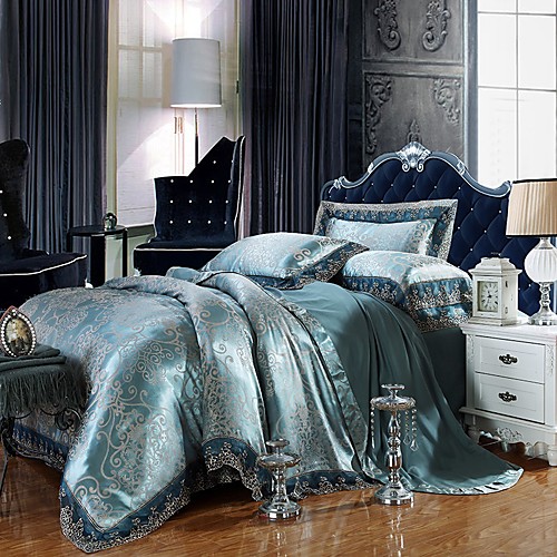 

Duvet Cover Sets Luxury Silk / Cotton Blend Jacquard 4 PieceBedding Sets / >800