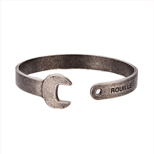 

Bracelet Bangles Cuff Bracelet Monograms Handwriting Bracelet Alphabet Shape Vintage Fashion Inspirational Initial Open Titanium Steel Bracelet Jewelry Silver / Gray / Golden For Christmas Gifts