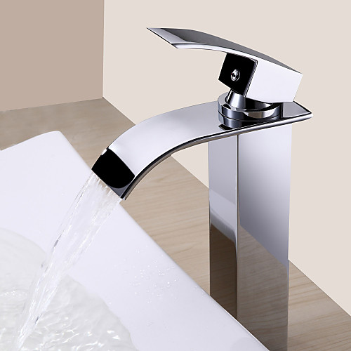 

1279 Sprinkle Sink Faucets - Contemporary Chrome Waterfall One Hole