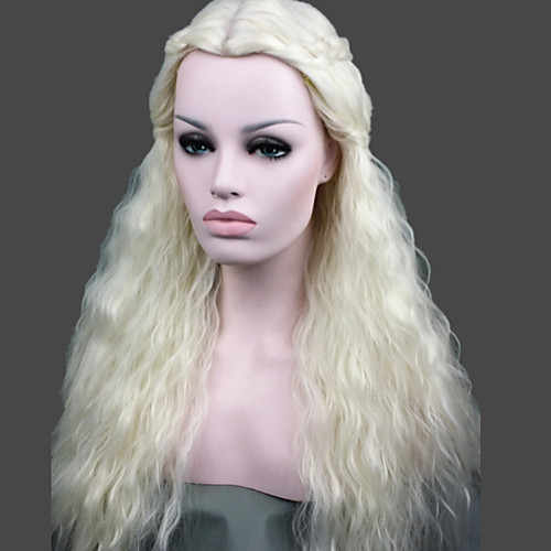 

Synthetic Wig Cosplay Wig Curly Curly Wig Long White Synthetic Hair Women's Middle Part Braided Wig White StrongBeauty