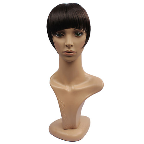 

Dark Brown Blonde Gold/Brown Golden Brown With Blonde Golden Brown Blonde With White Straight Bangs Fringe 0.03kg Synthetic Hair Hair