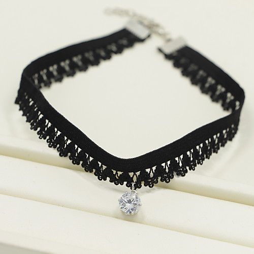 

Women's Crystal Choker Necklace Torque Tattoo Choker Ladies Tattoo Style Fashion Lace Black Necklace Jewelry For Daily Casual