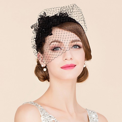

Tulle Rhinestone Polyester Fascinators Birdcage Veils Headpiece