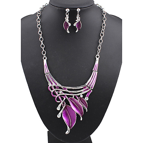

Women's Jewelry Set Pendant Necklace Dangle Earrings Flower Ladies Personalized Elegant Bridal Festival / Holiday Earrings Jewelry Black / Rainbow / Purple For Wedding Party Gift Daily Casual