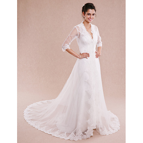 

Tulle Wedding Women's Wrap With Appliques Coats / Jackets