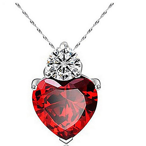 

Women's Diamond Cubic Zirconia Pendant Necklace Solitaire faceter Heart Love Ladies Fashion Zircon Cubic Zirconia Alloy Purple Watermelon Necklace Jewelry For Thank You Daily Casual Work Valentine
