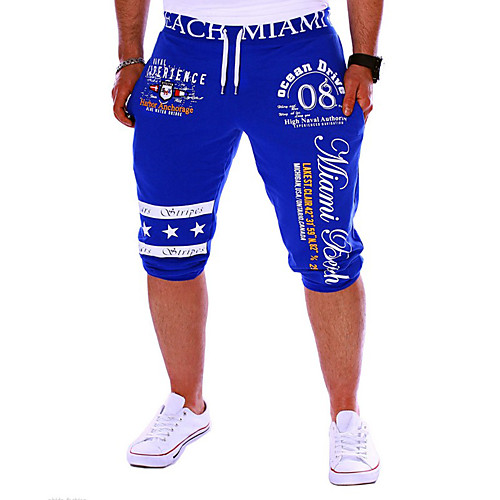 

Men's Active / Basic Sports Weekend Loose / wfh Sweatpants / Shorts Pants - Letter Print Black Gray Blue L XL XXL