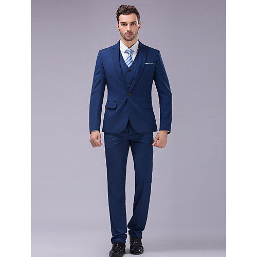 

Blue Slim Fit Suit - Slim Peak Single Breasted One-button