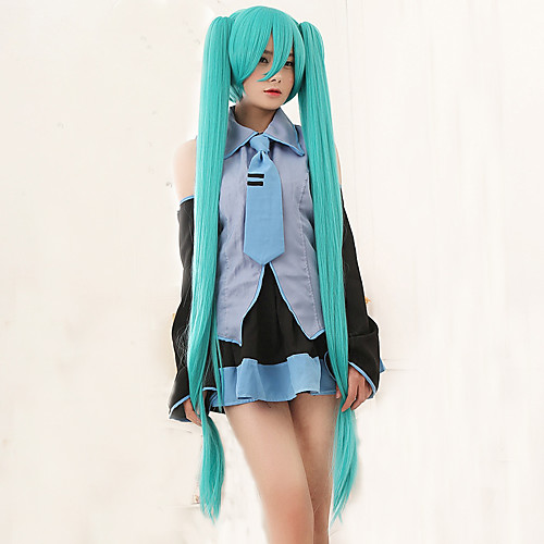 

Cosplay Costume Wig Synthetic Wig Cosplay Wig Miku Straight Straight With 2 Ponytails L Part Wig Long Blue Synthetic Hair Women's With Bangs Vocaloid Blue