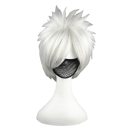 

Synthetic Wig Straight Straight Wig Silver Synthetic Hair Men's Gray