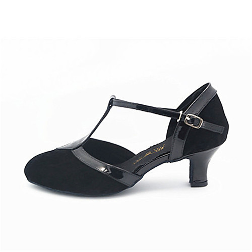 

Women's Modern Shoes / Ballroom Shoes Suede / Patent Leather Buckle Heel Buckle Cuban Heel Non Customizable Dance Shoes Black and Gold / Black / EU42