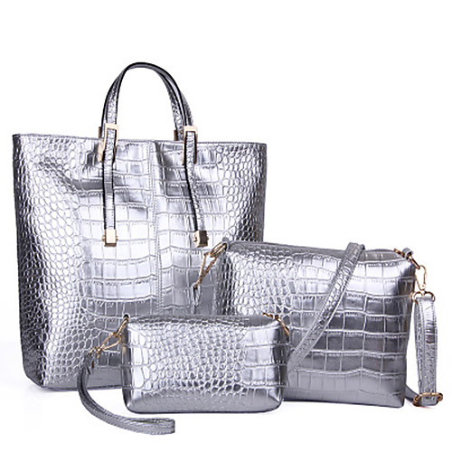 

Women's PU Bag Set Bag Sets Solid Colored 3 Pcs Purse Set Black / Gold / Silver