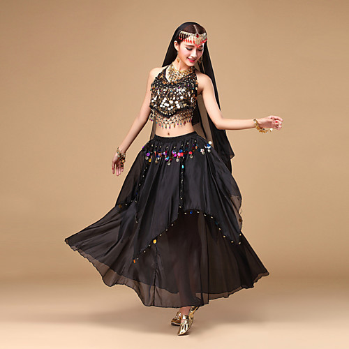 

Belly Dance Top Sequin Women's Performance Sleeveless Chiffon