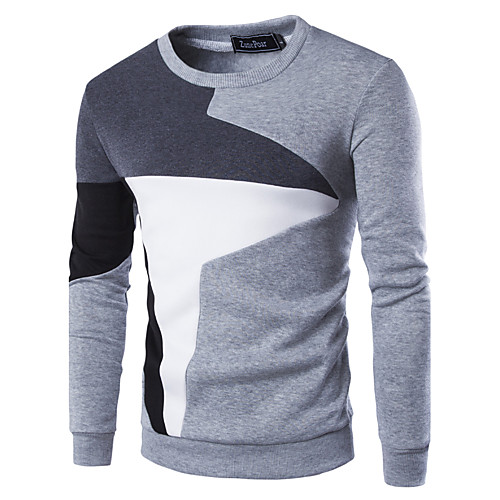 

Men's Sweatshirt Color Block Patchwork Round Neck Daily Weekend Active Hoodies Sweatshirts Long Sleeve Black Blue Light gray / Fall / Winter