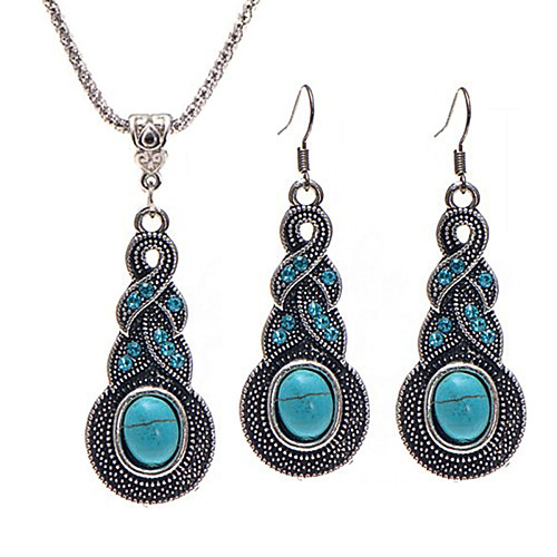 

Women's Jewelry Set Necklace / Earrings Party Work Casual Vintage Fashion Resin Rhinestone Earrings Jewelry Blue For Wedding Party Daily Casual