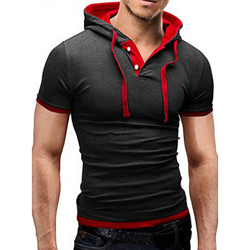 

Men's T shirt Short Sleeve Daily Tops Basic Blue Black Black / Red Black / White