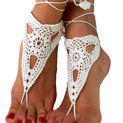 

Anklet Barefoot Sandals Unique Design Fashion Women's Body Jewelry For Christmas Gifts Party Fabric Flower White