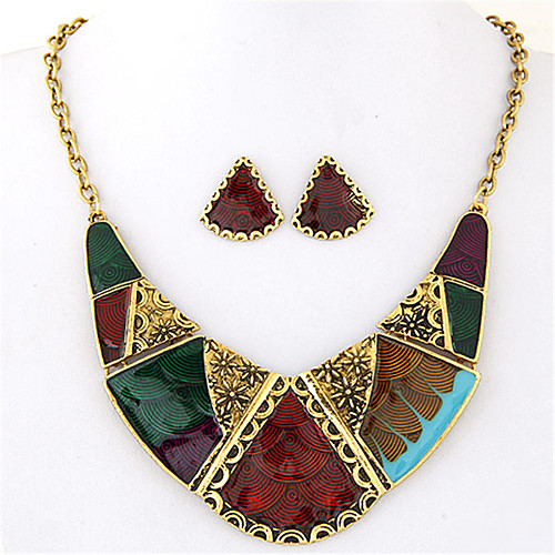 

Women's Jewelry Set Stud Earrings Necklace / Earrings Geometrical Artisan Statement Ladies Vintage European Fashion Color Block Earrings Jewelry Rainbow For Party Daily Casual