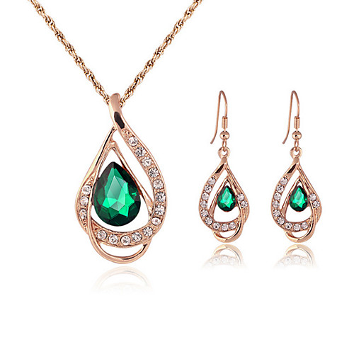 

Women's Jewelry Set Stud Earrings Necklace / Earrings Pear Cut Ladies Earrings Jewelry Red / Green For Wedding Party Daily Casual