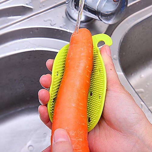 

1pc Vegetable Cleaning Brush Cute Silicone Fruits Easy Cleaning Brush For Potato Carrot Ginger Cleaning (Random Color)