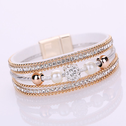 

Women's Chain Bracelet Tennis Bracelet Wrap Bracelet Layered Ladies Bohemian Fashion Boho Elegant Leather Bracelet Jewelry Gray / Pink / Light Blue For Christmas Gifts Wedding Gift Daily Casual