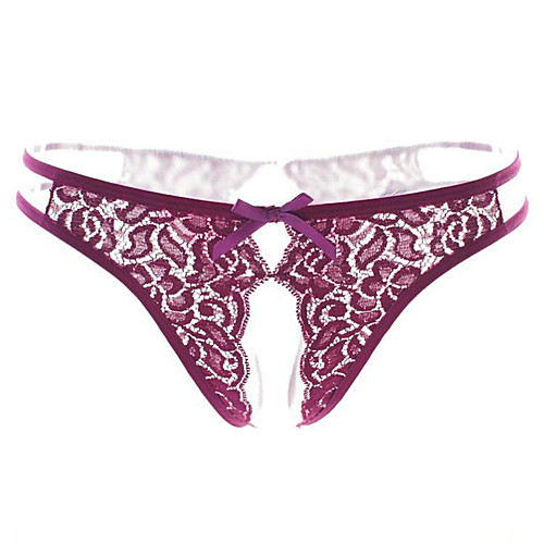 

Women's Bow Ultra Sexy Panty Jacquard Mid Waist Purple M L XL