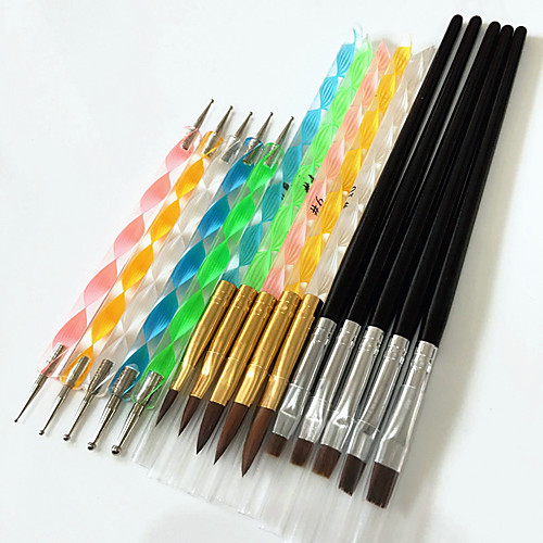 

5pcs nail art acrylic pen brush 5pcs 2 way nail art dotting tool 5pcs nail art brushes kits with black handle nail tools