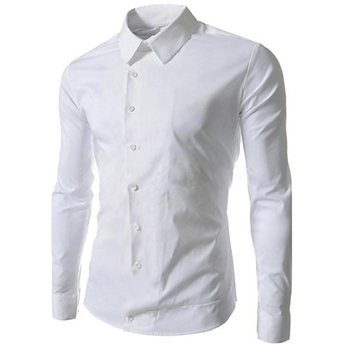 

Men's Shirt Solid Colored Plus Size Long Sleeve Daily Tops Business Casual White Dark Blue