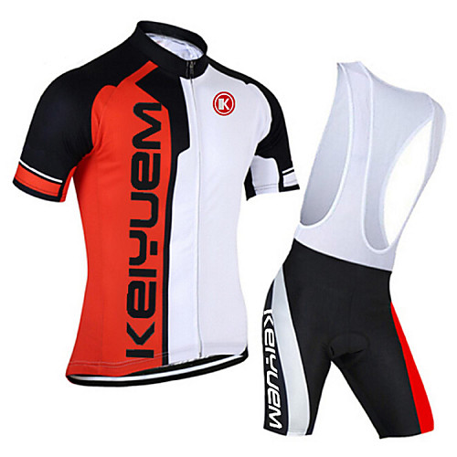 

KEIYUEM Men's Women's Short Sleeve Cycling Jersey with Bib Shorts Bike Clothing Suit Breathable Quick Dry Back Pocket Sweat-wicking Sports Coolmax Mesh Silicon Classic Clothing Apparel / Stretchy