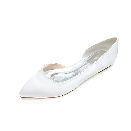 

Women's Flat Heel Wedding Flats Wedding Party & Evening Satin Ivory Black White