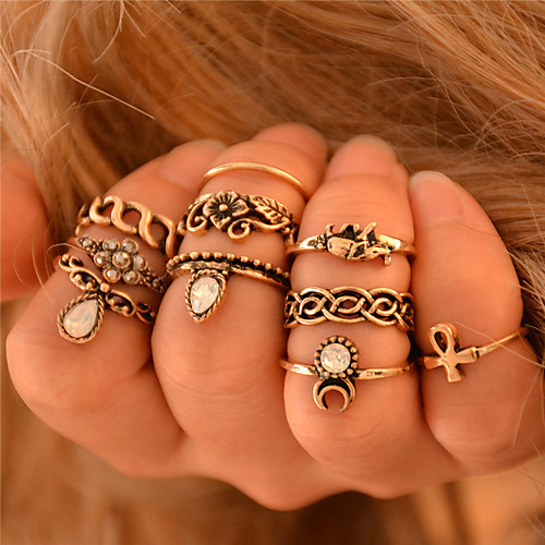 

Knuckle Ring Golden Silver Synthetic Gemstones Elephant Flower Animal Ladies Personalized Unusual 10pcs One Size / Women's / Rings Set
