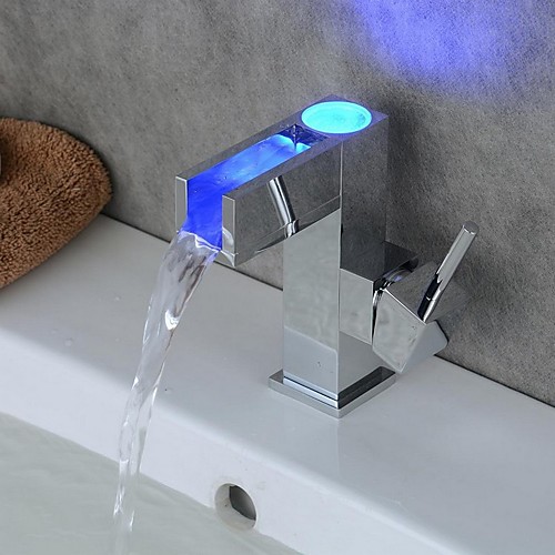 

Bathroom Sink Faucet - LED Chrome Centerset Single Handle One HoleBath Taps