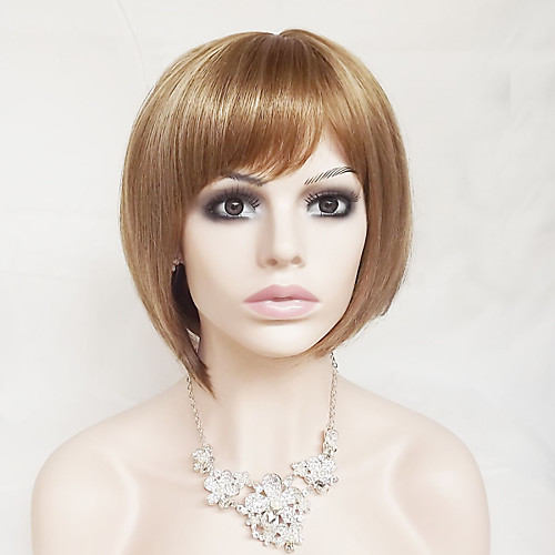 

Synthetic Wig Straight Straight Asymmetrical With Bangs Wig Blonde Short Strawberry Blonde / Light Blonde Synthetic Hair Women's Natural Hairline Blonde