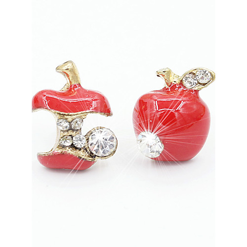 

Women's Stud Earrings Apple Ladies Fashion Cute Rhinestone Earrings Jewelry Red / Green For Daily Casual Office & Career