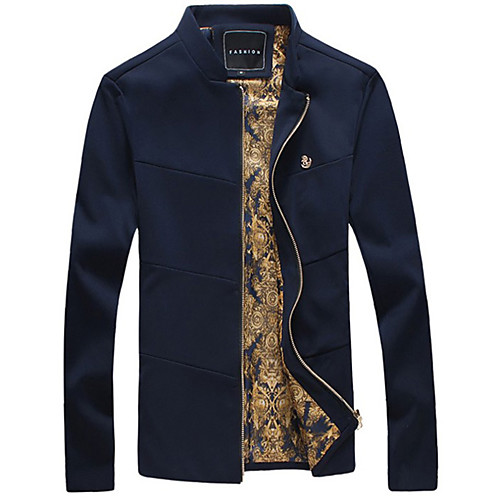 

Men's Basic Jackets Solid Colored Fall Jacket Regular Daily Long Sleeve Polyester Coat Tops Wine