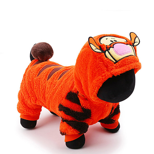 

Cat Dog Costume Jumpsuit Tiger Winter Dog Clothes Orange Costume Husky Labrador Alaskan Malamute Plush Fabric Cartoon Cosplay Holiday XXS XS S M L