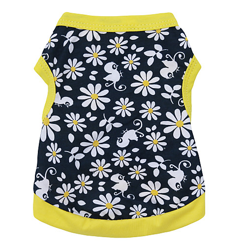 

Cat Dog Shirt / T-Shirt Dog Clothes Breathable Black / Yellow Costume Cotton Floral Botanical Fashion XS S M L