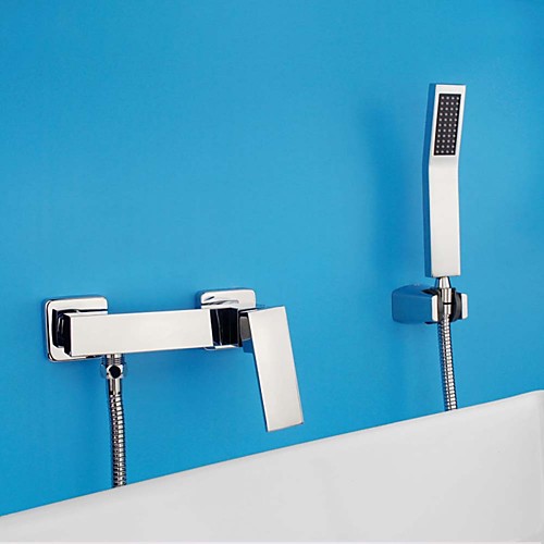 

Shower Faucet Set - Rainfall Contemporary / Modern Chrome Shower System Ceramic Valve Bath Shower Mixer Taps / Brass / Single Handle Two Holes