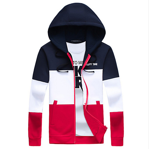 

Men's Plus Size Hoodie Jacket Color Block Daily Hoodies Sweatshirts Long Sleeve Red Navy Blue Blue