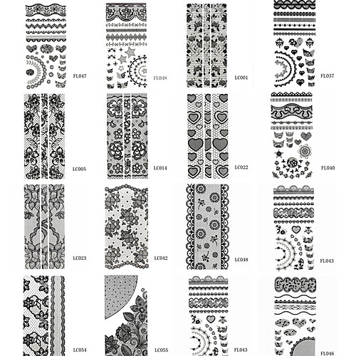 

10 pcs Lace Stickers nail art Manicure Pedicure Lovely Metallic / Flower / Punk