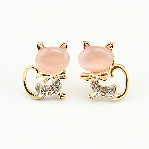 

Women's Opal Stud Earrings Animal European Fashion Rhinestone Opal Earrings Jewelry White / Green / Pink For Wedding Party Daily Casual Sports Work