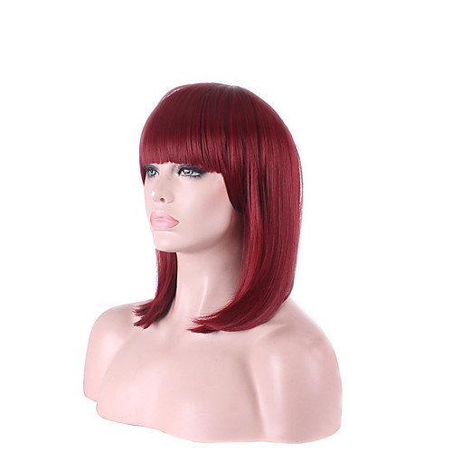 

Synthetic Wig Cosplay Wig Straight Straight Bob Wig Short Medium Length Fuxia Synthetic Hair Women's Red