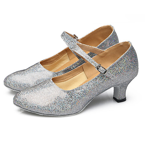 

Women's Latin Shoes / Dance Sneakers Sparkling Glitter / Paillette / Synthetic Buckle Sandal / Heel / Sneaker Sparkling Glitter / Ruched / Sequin Cuban Heel Dance Shoes Golden / Red / Silver / Indoor