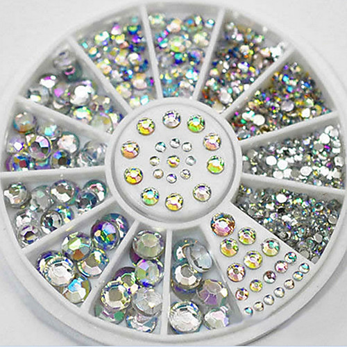 

4 size 280pcs nail art tips crystal glitter rhinestone decoration wheel