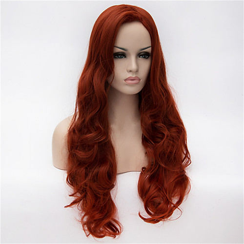 

Cosplay Costume Wig Synthetic Wig Deep Wave Deep Wave Wig Long Synthetic Hair Women's Side Part Red