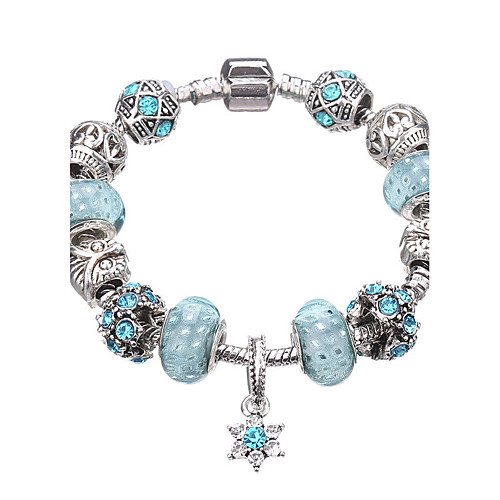 

Women's Crystal Charm Bracelet Bead Bracelet Beaded Beads Flower European Festival / Holiday Crystal Bracelet Jewelry Fuchsia / Red / Light Blue For Christmas Gifts Party Daily Casual / Silver Plated