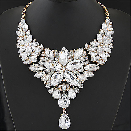

Women's Crystal Statement Necklace Bib Chunky Ladies Elegant Baroque Alloy Rainbow White Red Rose Gray 405 cm Necklace Jewelry 1pc For Wedding Party Anniversary Masquerade Engagement Party Prom