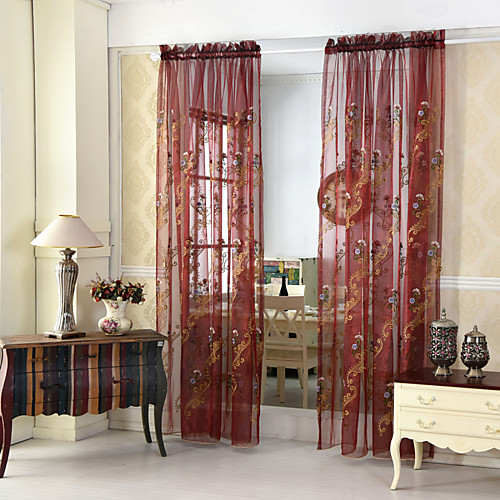 

Country Sheer Curtains Shades Two Panels Living Room Curtains