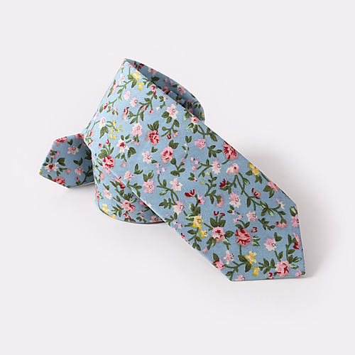 

Sky Blue Floral Skinny Ties Cotton