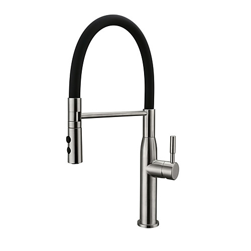 

Single Handle Kitchen faucet Nickel Brushed Pull-out / ­Pull-down Swivel Spout Vessel Contemporary Kitchen Taps